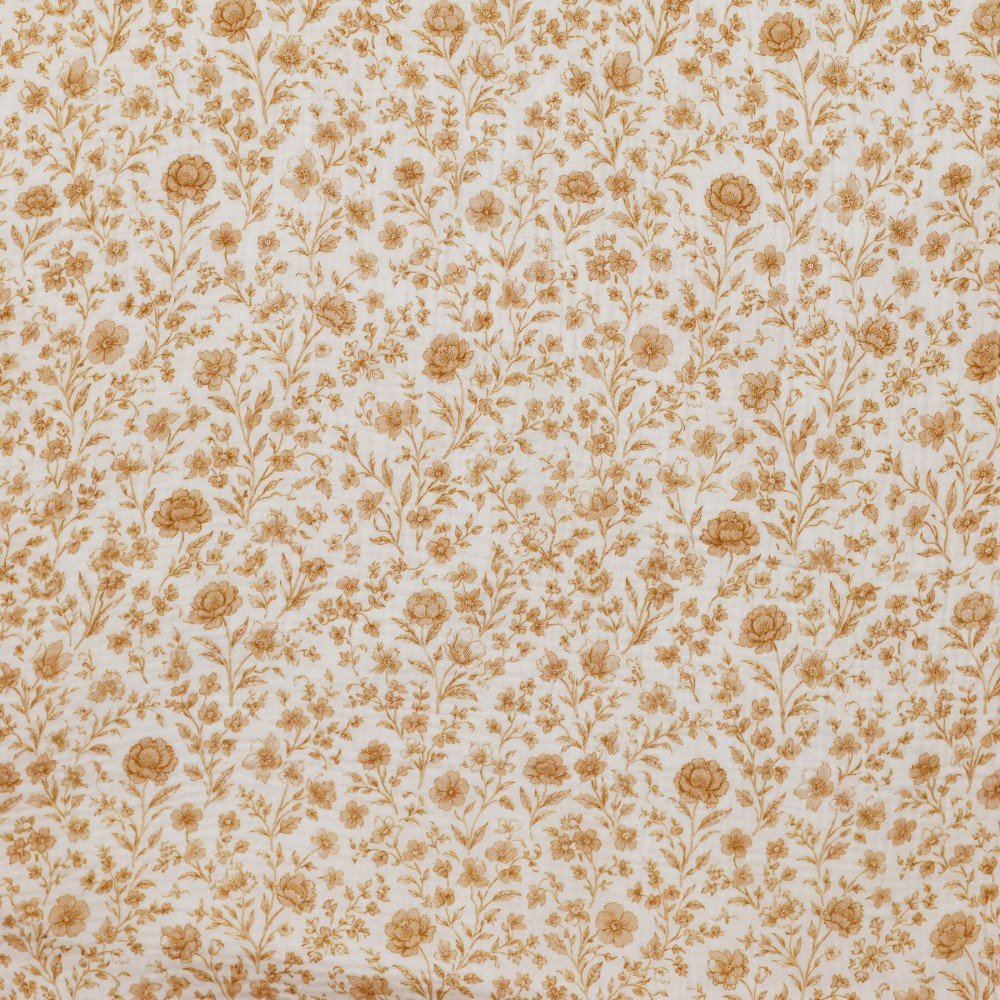Tissu Double Gaze Impression Numérique - Beige Fleur Vintage