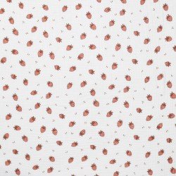 Double Gauze Fabric Digital Print - Strawberries Clay Pink