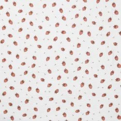 Tissu Double Gaze Impression Numérique - Fraises Rose Argile