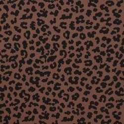 Rib Knit Jersey Fabric Printed - Big Leopard Brown