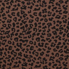 Rib Jersey Strikstof Muster - Stor Leopard Brun