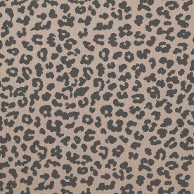 Rib Jersey Strikstof Muster - Stor Leopard Mørk Beige