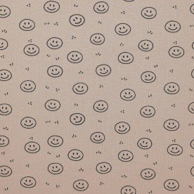 Rib Jersey Strikstof Muster - Smiley Mørk Beige