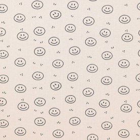 Rib Jersey Strikstof Muster - Smiley Lys Beige