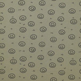 Rib Jersey Strikstof Muster - Smiley Oliven