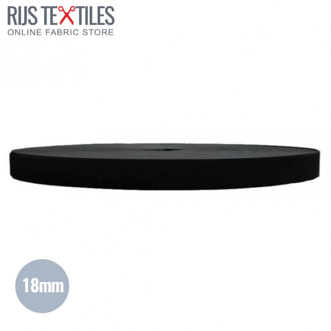 Woven Elastic Tape 18mm Black - (Ribbons )