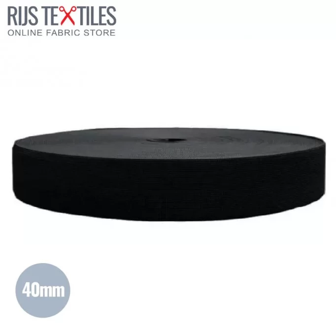 Bande Caoutchouc 40mm Noir  - (Rubans)