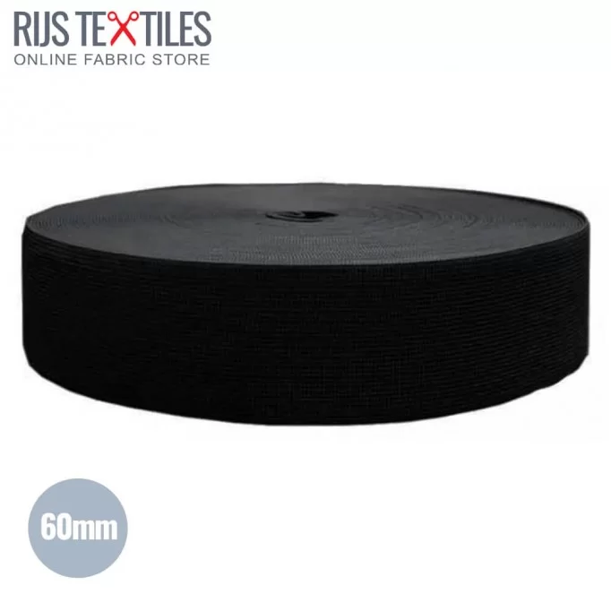 Elastikbånd 60mm Sort - (Bånd)