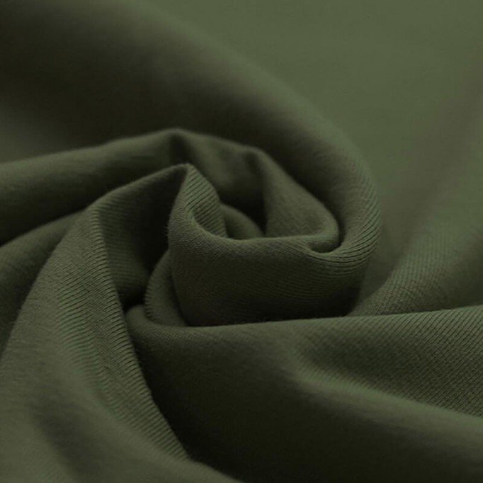 Tessuto Bio Jersey Di Cotone Organico Verde Militare - (Jersey Tessuti)