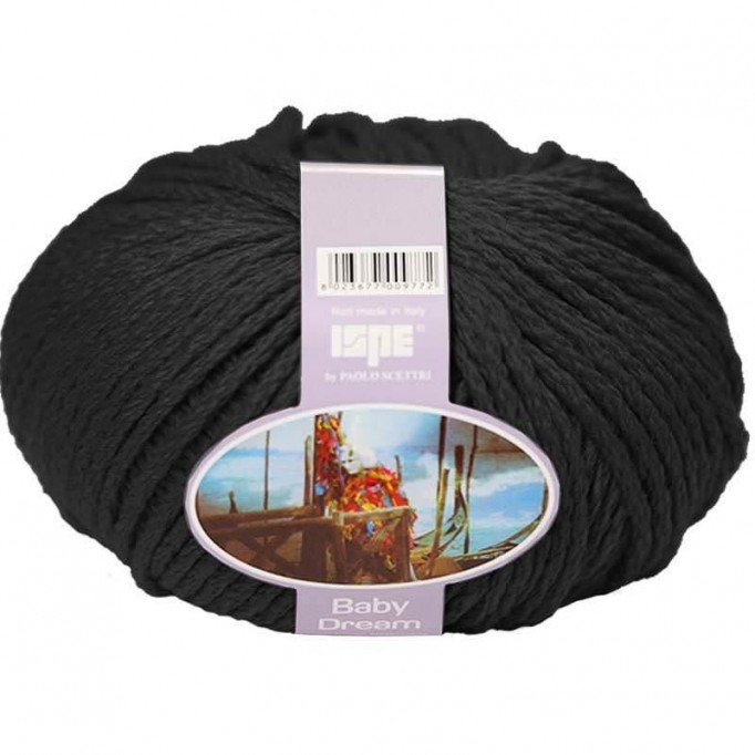 Filati Di Lana Merino ISPE Ago Spessore 7 - 8 Nero - (Lana Per Neonati / Filati Per Neonati Ago Spessore 7 - 8)
