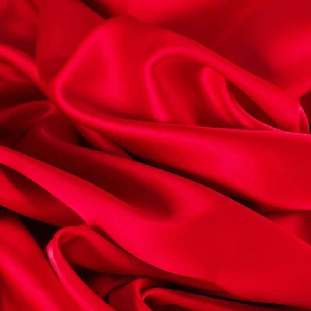 Tessuto Raso Di Cotone Stretch Rosso
