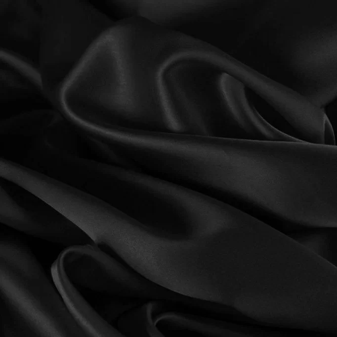 Baumwollsatin Stretch Stoff Schwarz - (Modestoffe)
