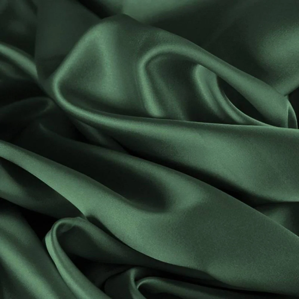 Tessuto Raso Di Cotone Stretch Verde Scuro