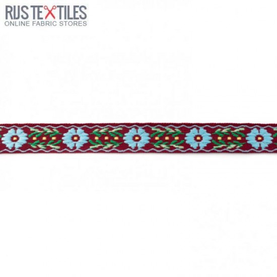 Nastri Per Bambini - Fiori Bavaresi Retro Bruno 15mm Nastri Per Bambini - Fiori Bavaresi Retro Bruno 15mm
