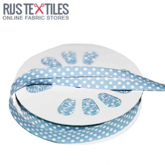Polka Dot Bias Binding Baby Blue 20mm Polka Dot Bias Binding Baby Blue 20mm