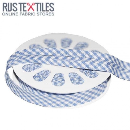 Gingham Bias Binding Baby Blue 20mm Gingham Bias Binding Baby Blue 20mm