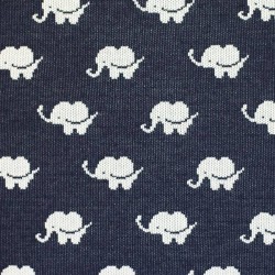Tessuto A Maglia Jacquard Grande - Elefante Marina
