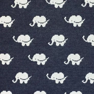 Big Knit Jacquard Stof - Elefant Navy - (Dekorationsstoffer)