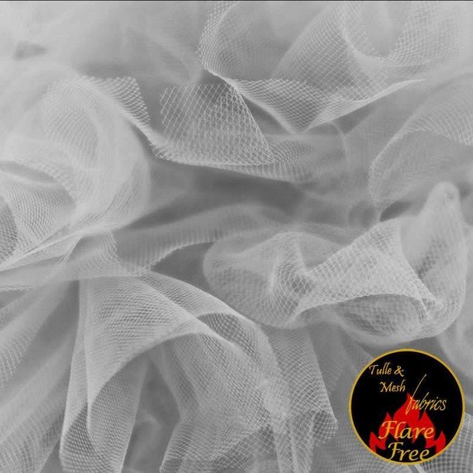 Tulle Netting Light (Silver) Grey 300CM Wide - (Tulle Netting Fabric 300CM Wide)