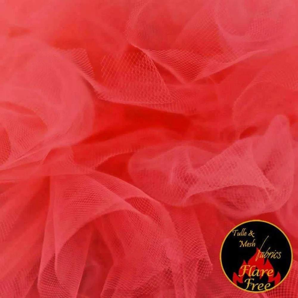 Nuziale Tessuto Tulle Rosso (Grenadier) 300CM Largo