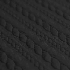 Tissu Jersey Matelassé à Motif Torsade Noir