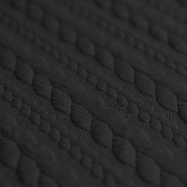 Tessuto In Maglia Motivo a Treccia Nero - (Tessuti Moda)