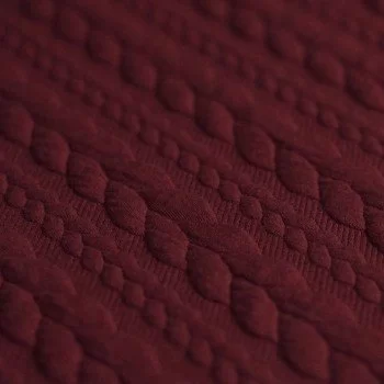 Gebreide Kabel Jacquard Stof Bordeaux