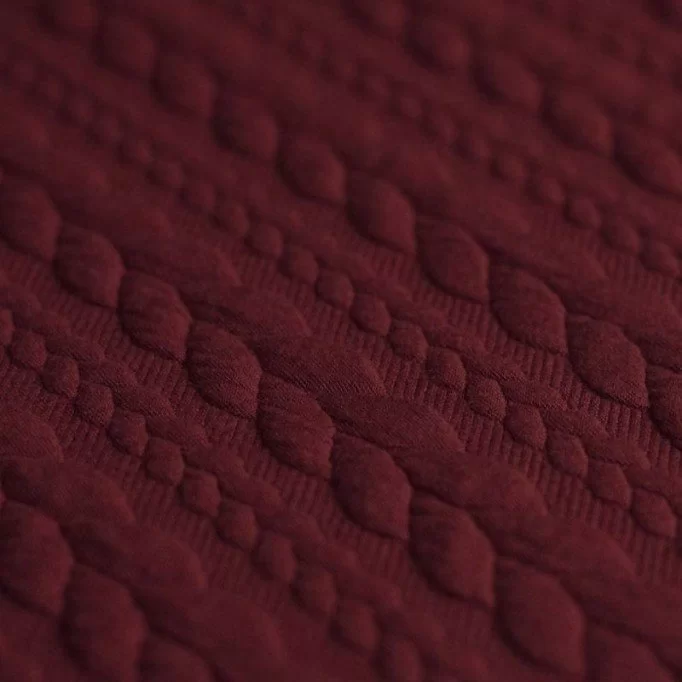 Tessuto In Maglia Motivo a Treccia Bordeaux - (Tessuti Moda)