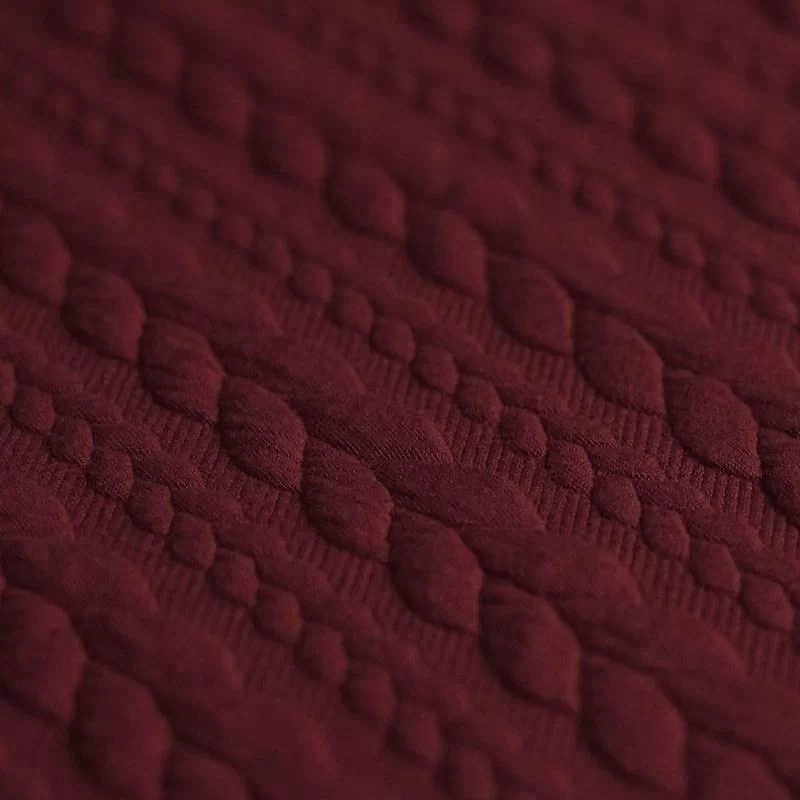 Gebreide Kabel Jacquard Stof Bordeaux