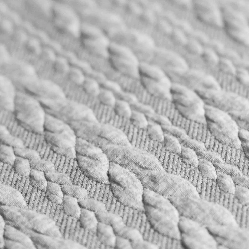 Gebreide Kabel Jacquard Stof Licht Grijs