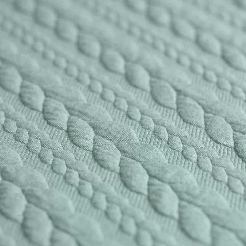Gebreide Kabel Jacquard Stof Zeegroen