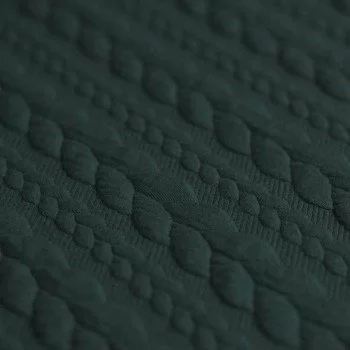 Gebreide Kabel Jacquard Stof Donker Groen