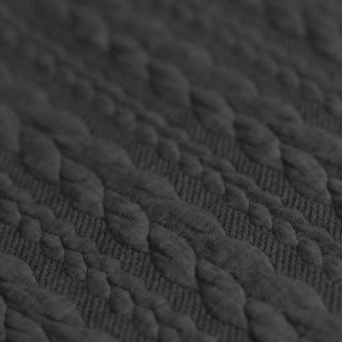 Jacquard Strickstoff Zopfmuster Dunkelgrau - (Modestoffe)
