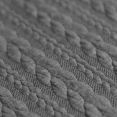 Tissu Jersey Matelassé à Motif Torsade Gris