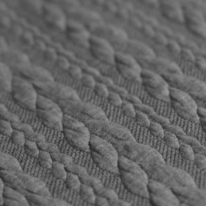 Tissu Jersey Matelassé à Motif Torsade Gris - (Tissu Jersey Matelassé à Motif Torsade)