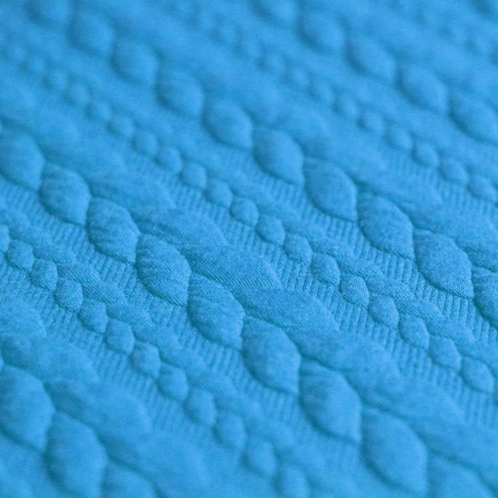 Cable Knit Jacquard Fabric Aqua Cable Knit Jacquard Fabric Aqua