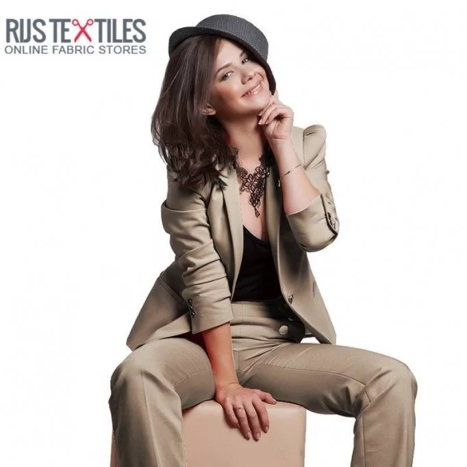 Tessuto Raso Di Cotone Stretch Beige - (Tessuti Moda)