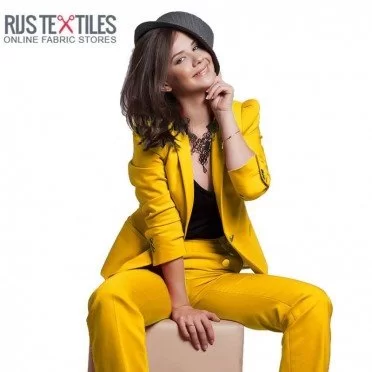 Satijn Katoen Stretch Stof Oker - (Modestoffen)