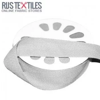 Ruban Sergé Coton Gris 25mm  Ruban Sergé Coton Gris 25mm