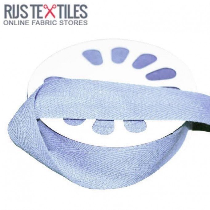 Ruban Sergé Coton Bleu Clair 25mm - (Rubans)