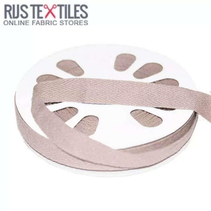 Cotton Twill Ribbon Beige 15mm - (Ribbons )