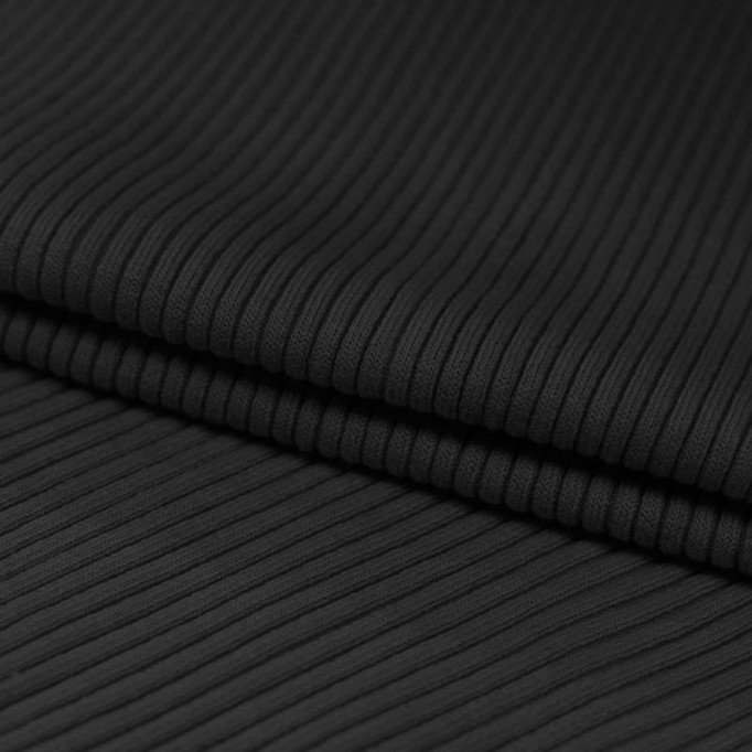 Tissu Bord-Côtes Jumbo Noir  - (Tissu Bord-Côtes Jumbo )