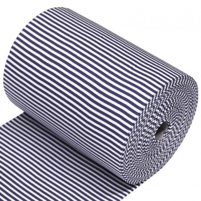 Ribkant i Linning Striber 5mm Navy Hvid - (Ribkant i Linning)