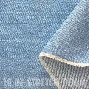 Tessuto Jeans Di Cotone Elasticizzato 10-OZ Blu Chiaro