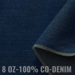 Tissu Jeans Coton 8-OZ Ton Bleu