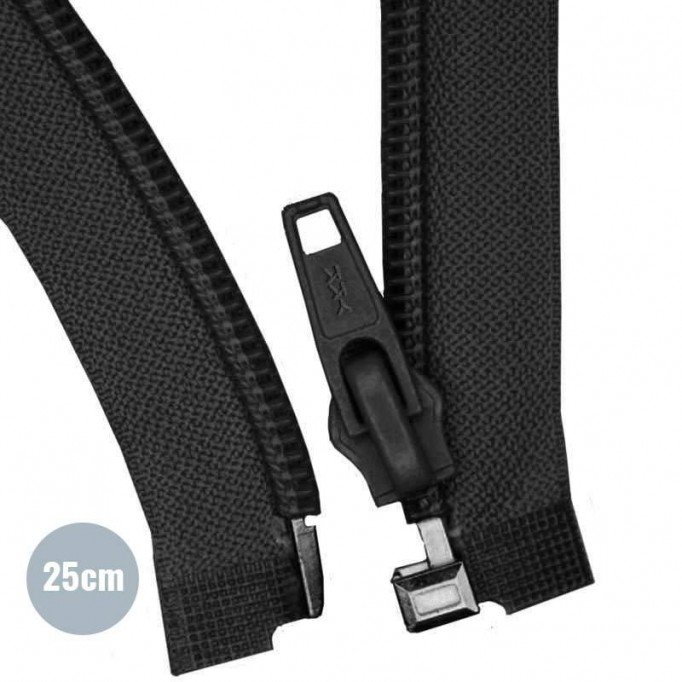 Deelbare Rits YKK Zwart 25CM Nylon - (Deelbare Nylon Ritsen YKK )