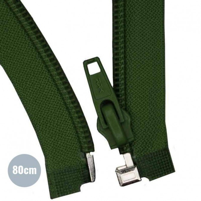 Divisible Zipper YKK Dark Green 80CM Nylon - (Divisible Nylon Zippers YKK)