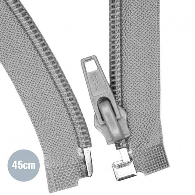 Teilbare Reißverschluss Grau 45CM Nylon - (Teilbare YKK Reissverschlüsse Nylon)