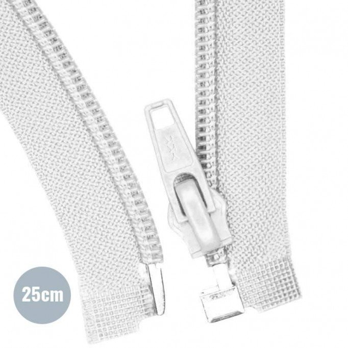 Teilbare Reißverschluss Weiß 25CM Nylon - (Teilbare YKK Reissverschlüsse Nylon)