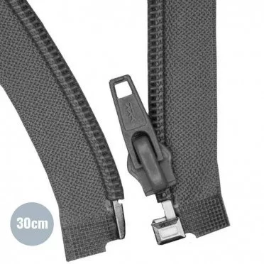 Deelbare Rits YKK Donker Grijs 30CM Nylon - (Deelbare Nylon Ritsen YKK )